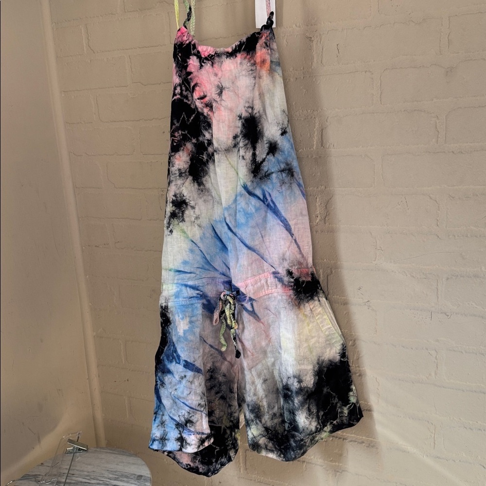 Hard Tail Romper halter style tie dye adjustable shorts large NEW pockets